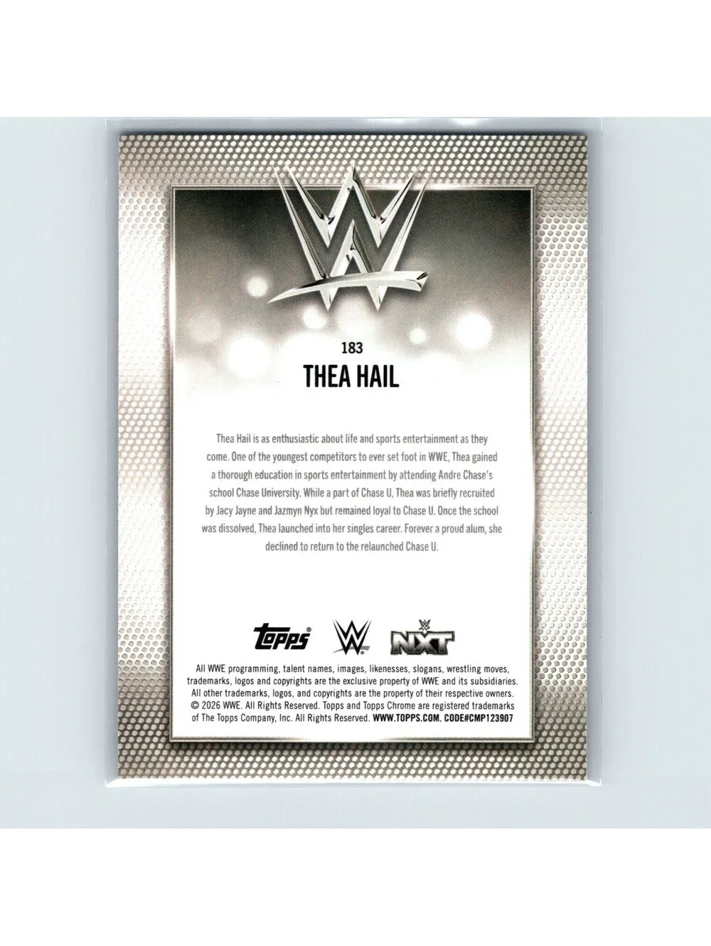2026 Topps Chrome WWE Thea Hail #183 Magenta Refractor #/399 NXT